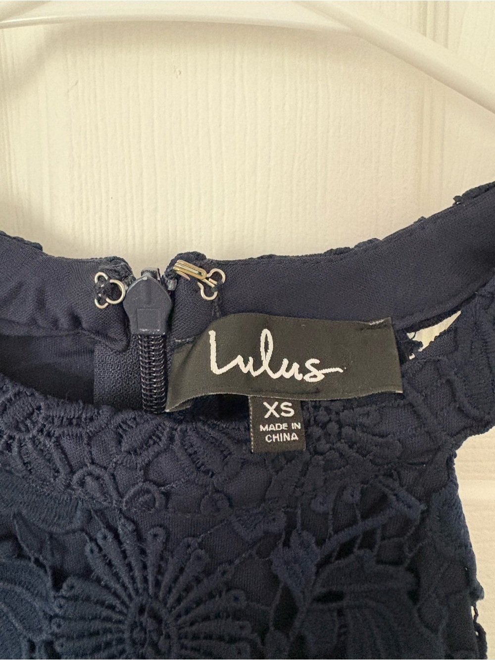 Lulu's Navy / Dark Blue Floral Lace Halter Mini Dress - Picture 4 of 4